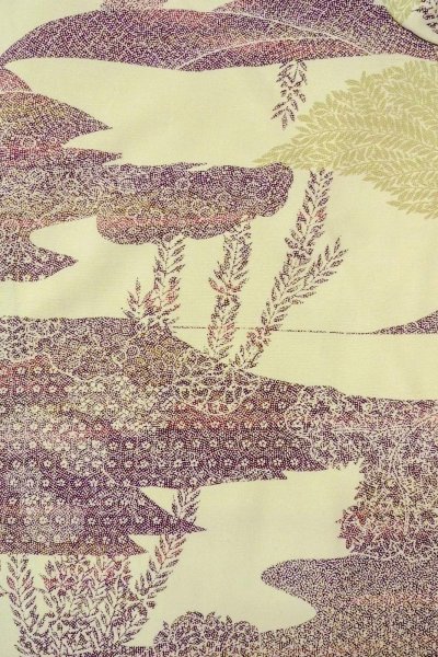 Photo3: O0419J Vintage Japanese kimono   Off White KOMON dyed for women / Silk. Flower,   (Grade B) (3)