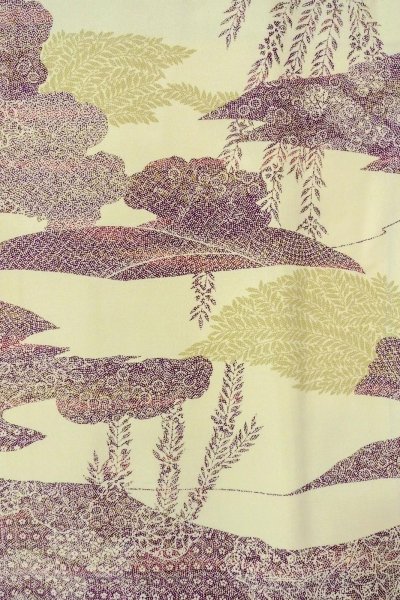 Photo4: O0419J Vintage Japanese kimono   Off White KOMON dyed for women / Silk. Flower,   (Grade B) (4)