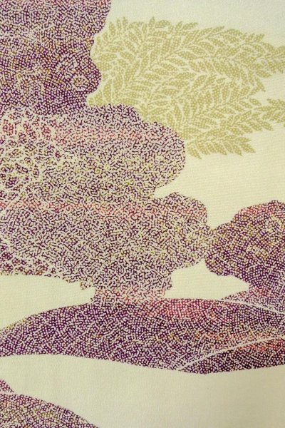 Photo5: O0419J Vintage Japanese kimono   Off White KOMON dyed for women / Silk. Flower,   (Grade B) (5)