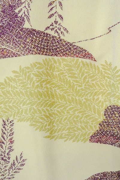 Photo7: O0419J Vintage Japanese kimono   Off White KOMON dyed for women / Silk. Flower,   (Grade B) (7)