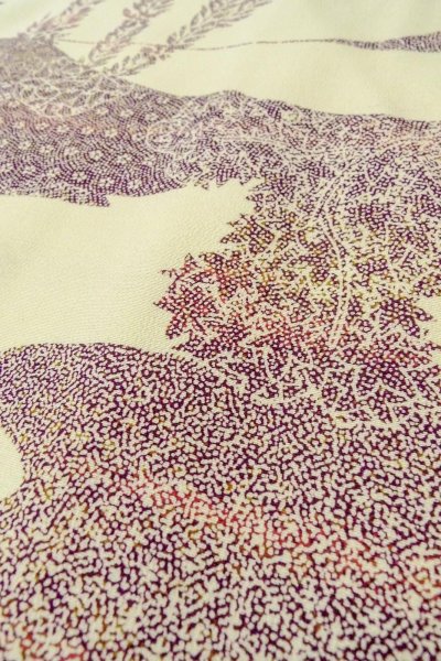 Photo8: O0419J Vintage Japanese kimono   Off White KOMON dyed for women / Silk. Flower,   (Grade B) (8)