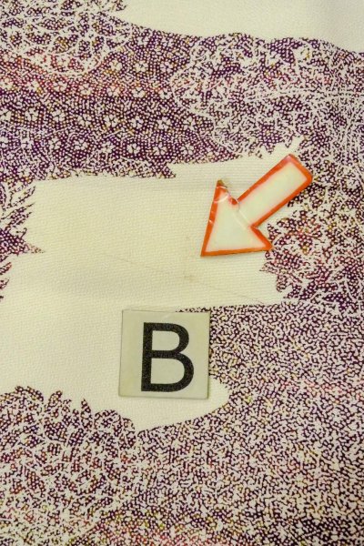 Photo15: O0419J Vintage Japanese kimono   Off White KOMON dyed for women / Silk. Flower,   (Grade B) (15)