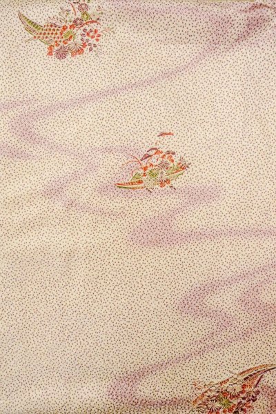 Photo3: O0419K Vintage Japanese kimono   Ivory KOMON dyed for women / Silk. SAKURA cherry blossom,   (Grade C) (3)