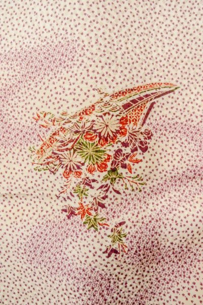 Photo5: O0419K Vintage Japanese kimono   Ivory KOMON dyed for women / Silk. SAKURA cherry blossom,   (Grade C) (5)