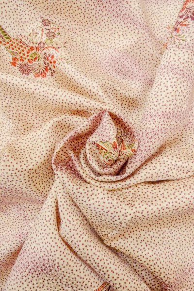 Photo11: O0419K Vintage Japanese kimono   Ivory KOMON dyed for women / Silk. SAKURA cherry blossom,   (Grade C) (11)