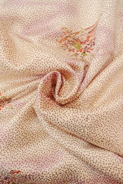Photo12: O0419K Vintage Japanese kimono   Ivory KOMON dyed for women / Silk. SAKURA cherry blossom,   (Grade C) (12)