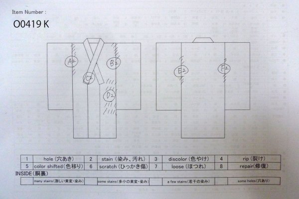 Photo13: O0419K Vintage Japanese kimono   Ivory KOMON dyed for women / Silk. SAKURA cherry blossom,   (Grade C) (13)