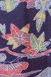 Photo6: O0419L Vintage Japanese kimono  Dark Indigo Blue KOMON dyed for women / Silk. Peony, Stains/Soils all over.  (Grade C) (6)