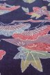 Photo9: O0419L Vintage Japanese kimono  Dark Indigo Blue KOMON dyed for women / Silk. Peony, Stains/Soils all over.  (Grade C) (9)