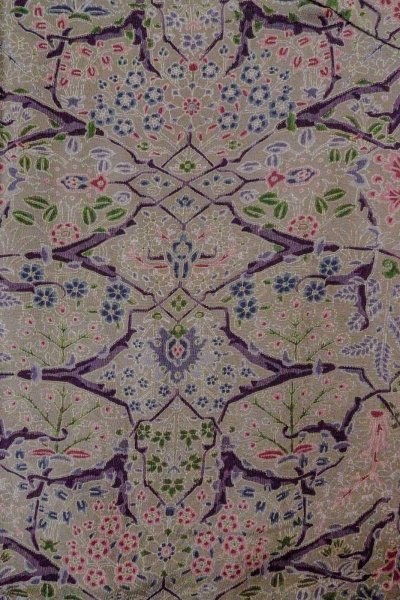 Photo3: O0419M Vintage Japanese kimono Pale Grayish Olive KOMON dyed for women / Silk. Flower,   (Grade B) (3)