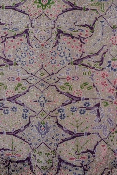 Photo4: O0419M Vintage Japanese kimono Pale Grayish Olive KOMON dyed for women / Silk. Flower,   (Grade B) (4)