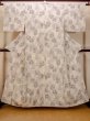 Photo1: O0419N Vintage Japanese kimono   Off White KOMON dyed for women / Silk. Peony,   (Grade D) (1)
