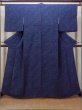 Photo1: O0419O Vintage Japanese kimono  Dark Indigo Blue KOMON dyed for women / Silk. Chrysanthemum,   (Grade B) (1)