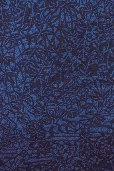 Photo5: O0419O Vintage Japanese kimono  Dark Indigo Blue KOMON dyed for women / Silk. Chrysanthemum,   (Grade B) (5)