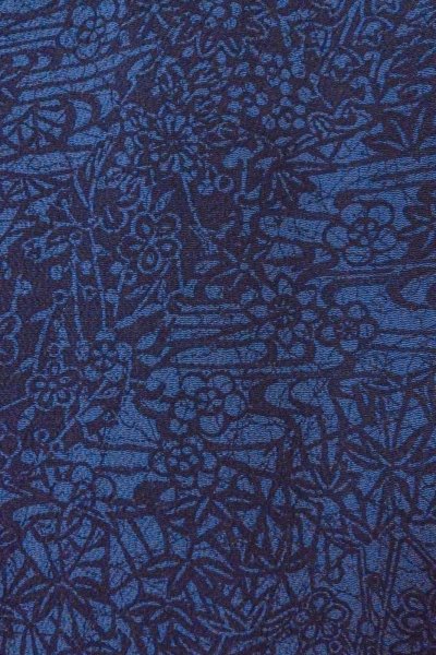 Photo6: O0419O Vintage Japanese kimono  Dark Indigo Blue KOMON dyed for women / Silk. Chrysanthemum,   (Grade B) (6)