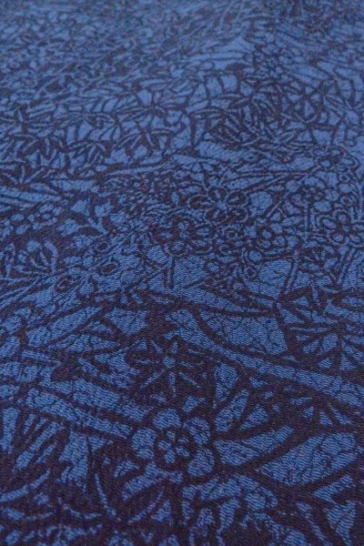 Photo8: O0419O Vintage Japanese kimono  Dark Indigo Blue KOMON dyed for women / Silk. Chrysanthemum,   (Grade B) (8)