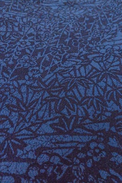 Photo9: O0419O Vintage Japanese kimono  Dark Indigo Blue KOMON dyed for women / Silk. Chrysanthemum,   (Grade B) (9)