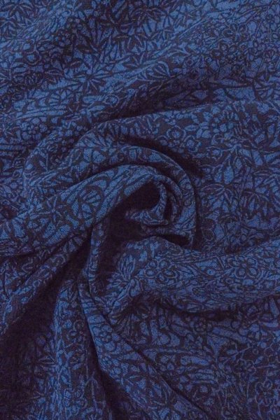 Photo12: O0419O Vintage Japanese kimono  Dark Indigo Blue KOMON dyed for women / Silk. Chrysanthemum,   (Grade B) (12)