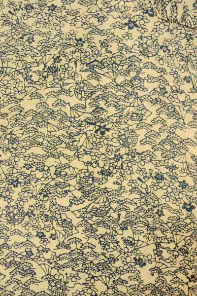 Photo3: O0419P Vintage Japanese kimono   Ivory KOMON dyed for women / Silk. Flower,   (Grade C) (3)