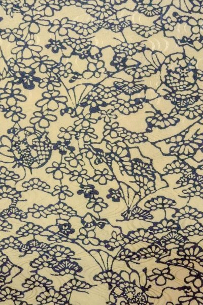 Photo5: O0419P Vintage Japanese kimono   Ivory KOMON dyed for women / Silk. Flower,   (Grade C) (5)