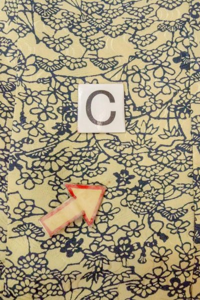 Photo16: O0419P Vintage Japanese kimono   Ivory KOMON dyed for women / Silk. Flower,   (Grade C) (16)