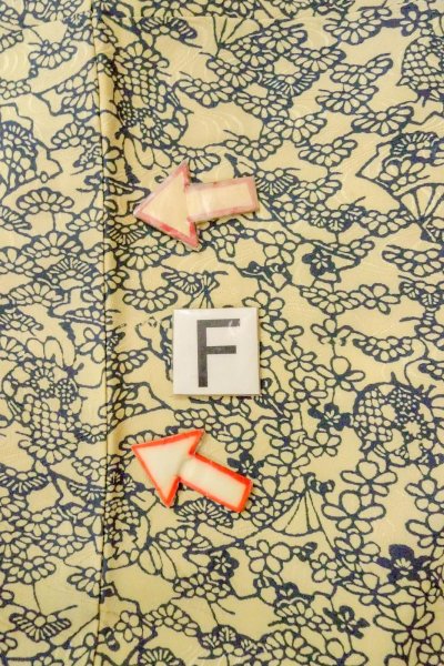 Photo19: O0419P Vintage Japanese kimono   Ivory KOMON dyed for women / Silk. Flower,   (Grade C) (19)