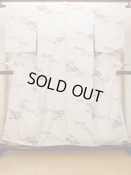 Photo2: O0419Q Vintage Japanese kimono   White KOMON dyed for women / Silk. UME plum bloom,   (Grade B) (2)