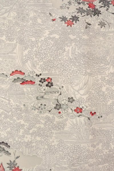 Photo4: O0419Q Vintage Japanese kimono   White KOMON dyed for women / Silk. UME plum bloom,   (Grade B) (4)