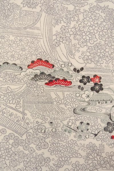 Photo5: O0419Q Vintage Japanese kimono   White KOMON dyed for women / Silk. UME plum bloom,   (Grade B) (5)