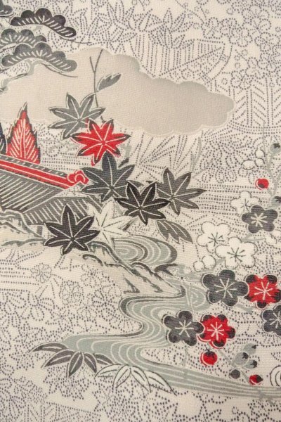 Photo6: O0419Q Vintage Japanese kimono   White KOMON dyed for women / Silk. UME plum bloom,   (Grade B) (6)