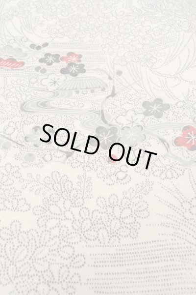 Photo9: O0419Q Vintage Japanese kimono   White KOMON dyed for women / Silk. UME plum bloom,   (Grade B) (9)