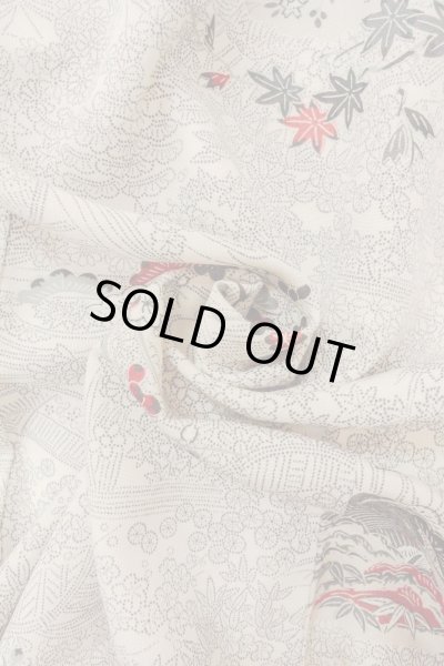 Photo11: O0419Q Vintage Japanese kimono   White KOMON dyed for women / Silk. UME plum bloom,   (Grade B) (11)