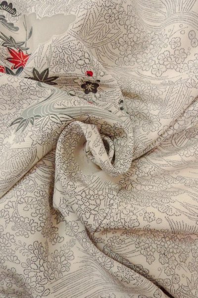 Photo12: O0419Q Vintage Japanese kimono   White KOMON dyed for women / Silk. UME plum bloom,   (Grade B) (12)