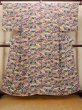 Photo1: O0419S Vintage Japanese kimono   Off White KOMON dyed for women / Silk. Chrysanthemum,   (Grade B) (1)