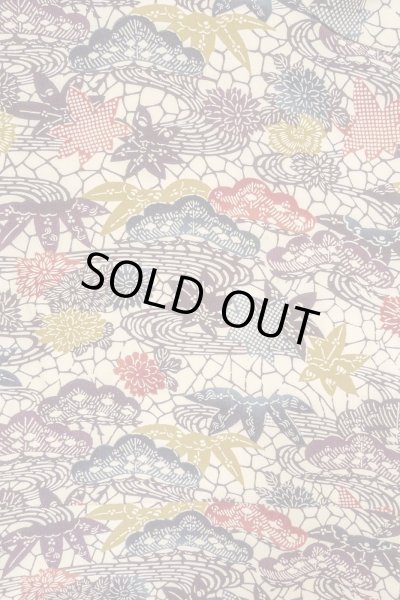 Photo3: O0419S Vintage Japanese kimono   Off White KOMON dyed for women / Silk. Chrysanthemum,   (Grade B) (3)