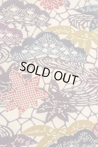 Photo5: O0419S Vintage Japanese kimono   Off White KOMON dyed for women / Silk. Chrysanthemum,   (Grade B) (5)