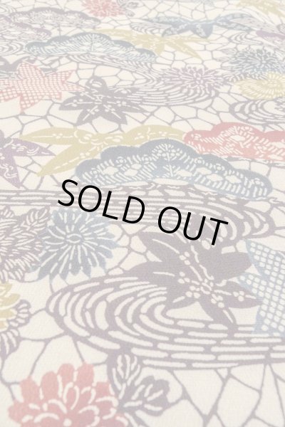 Photo10: O0419S Vintage Japanese kimono   Off White KOMON dyed for women / Silk. Chrysanthemum,   (Grade B) (10)