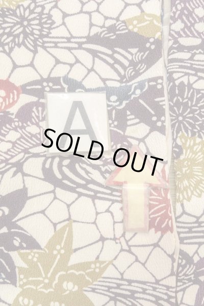 Photo14: O0419S Vintage Japanese kimono   Off White KOMON dyed for women / Silk. Chrysanthemum,   (Grade B) (14)