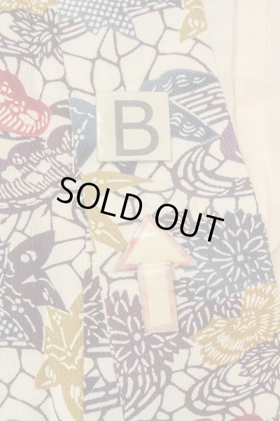 Photo15: O0419S Vintage Japanese kimono   Off White KOMON dyed for women / Silk. Chrysanthemum,   (Grade B) (15)