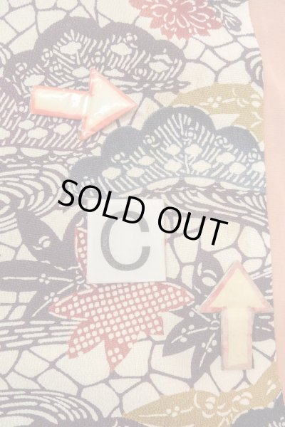 Photo16: O0419S Vintage Japanese kimono   Off White KOMON dyed for women / Silk. Chrysanthemum,   (Grade B) (16)