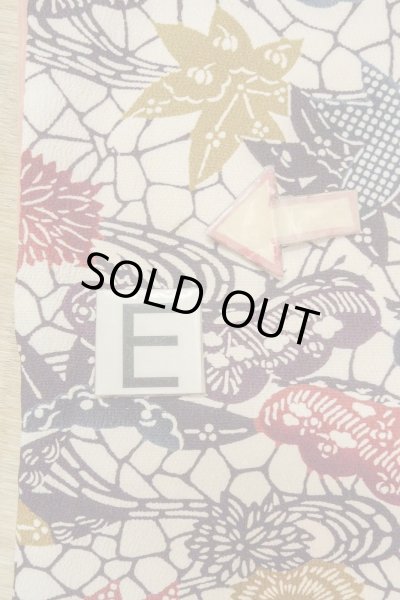 Photo18: O0419S Vintage Japanese kimono   Off White KOMON dyed for women / Silk. Chrysanthemum,   (Grade B) (18)