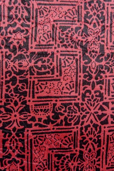 Photo6: O0419T Vintage Japanese kimono  Dark Red KOMON dyed for women / Silk. Chinese flower, There is a part of tailoring thread.  (Grade A) (6)