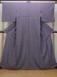 Photo1: Mint O0419V Vintage Japanese kimono   Purple KOMON dyed for women / Silk. Flower, Hina dolls, helmet pattern  (Grade A) (1)
