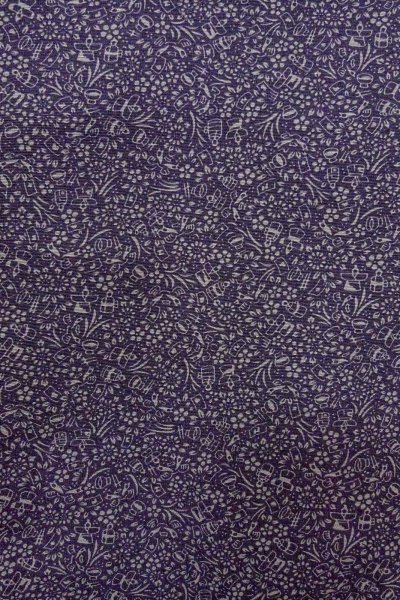 Photo5: Mint O0419V Vintage Japanese kimono   Purple KOMON dyed for women / Silk. Flower, Hina dolls, helmet pattern  (Grade A) (5)