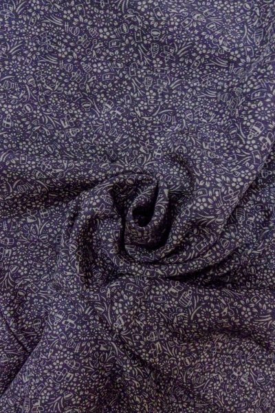 Photo11: Mint O0419V Vintage Japanese kimono   Purple KOMON dyed for women / Silk. Flower, Hina dolls, helmet pattern  (Grade A) (11)