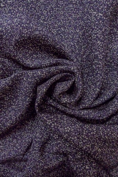 Photo12: Mint O0419V Vintage Japanese kimono   Purple KOMON dyed for women / Silk. Flower, Hina dolls, helmet pattern  (Grade A) (12)