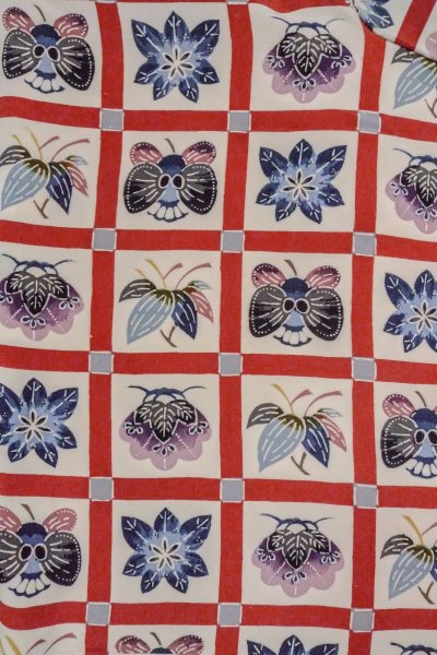 Photo3: O0419W Vintage Japanese kimono   Off White KOMON dyed for women / Silk. Flower,   (Grade B) (3)