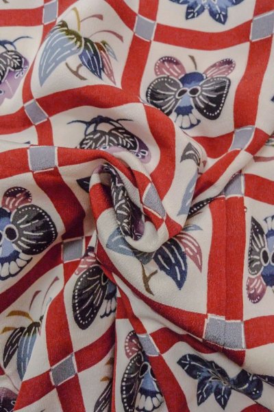 Photo12: O0419W Vintage Japanese kimono   Off White KOMON dyed for women / Silk. Flower,   (Grade B) (12)