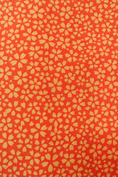 Photo7: Mint O0419X Vintage Japanese kimono   Orange KOMON dyed for women / Silk. SAKURA cherry blossom   (Grade A) (7)
