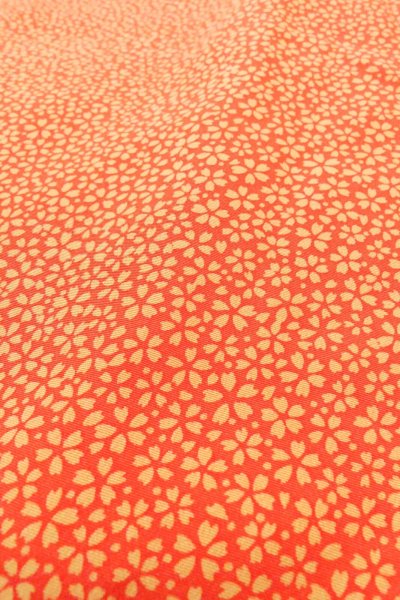 Photo9: Mint O0419X Vintage Japanese kimono   Orange KOMON dyed for women / Silk. SAKURA cherry blossom   (Grade A) (9)